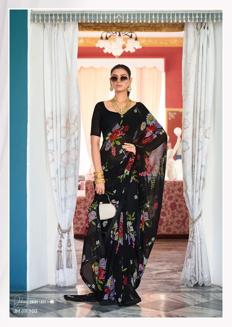 Jharokha By Printed Georgette Sarees Catalog